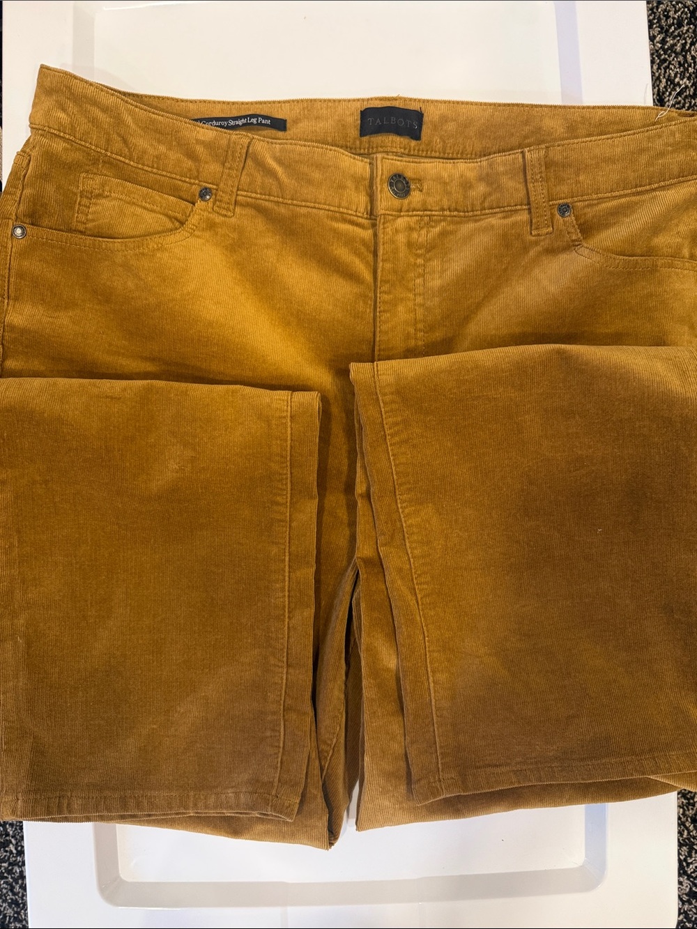Talbots Straight-Leg Corduroy Pants in Mustard